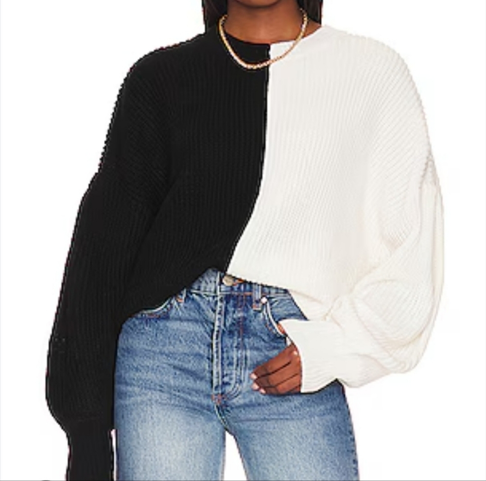 Sanctuary Two-Tone Black and Cream Sweater M NWT